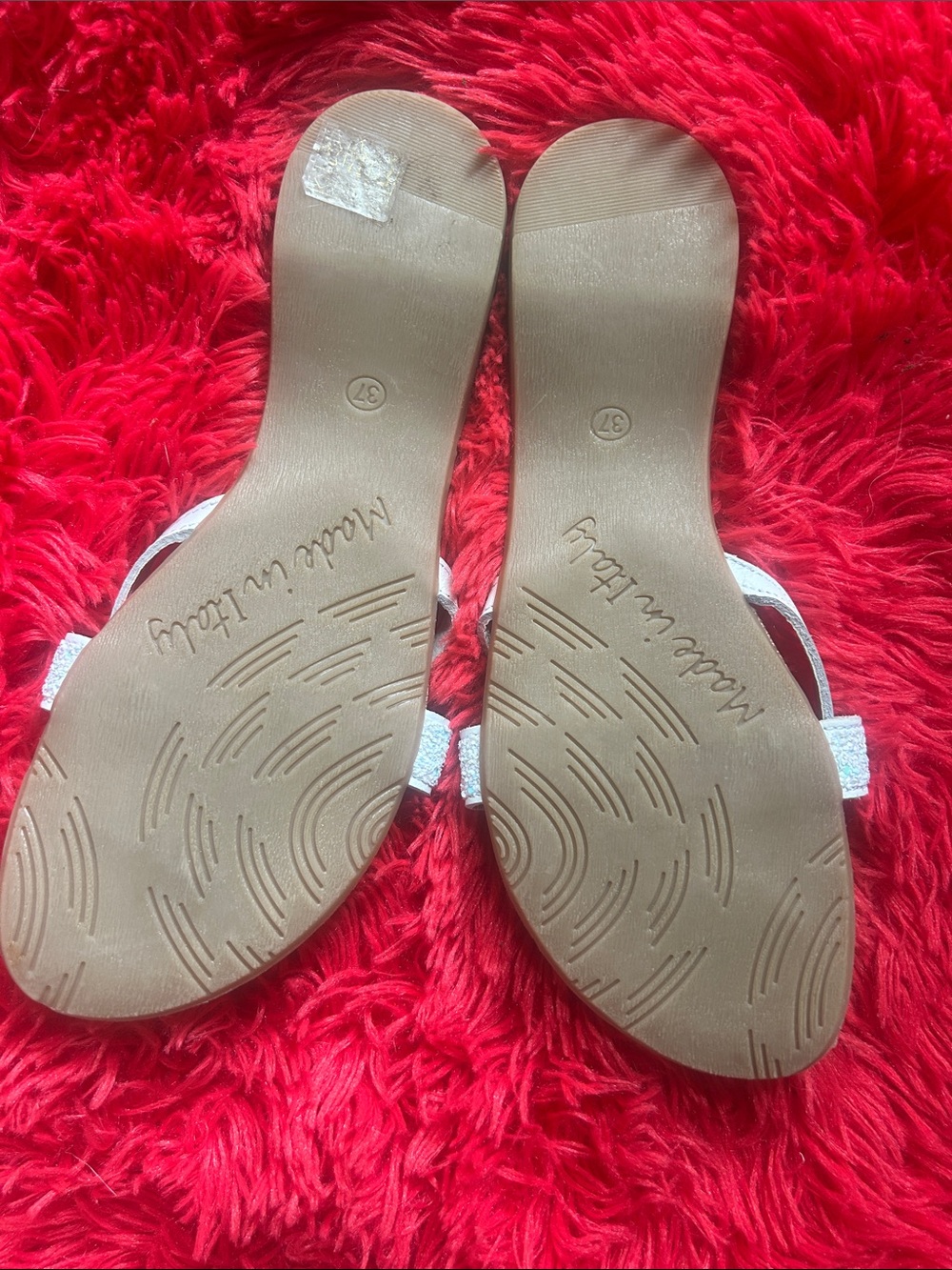 Vera Pelle White Sparkle Slide Sandals - Picture 4 of 9
